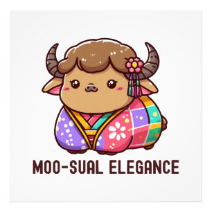 Kuh in Elegance im Hochland Fotodruck