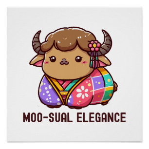 Kuh in Elegance im Hochland Poster