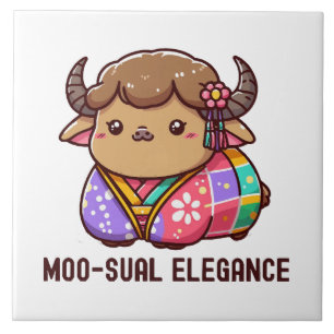 Kuh in Eleganz im Highland Fliese