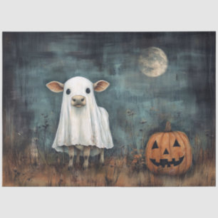 Kuh in GastKostüm mit Pumpkin und Vollmond Seidenpapier