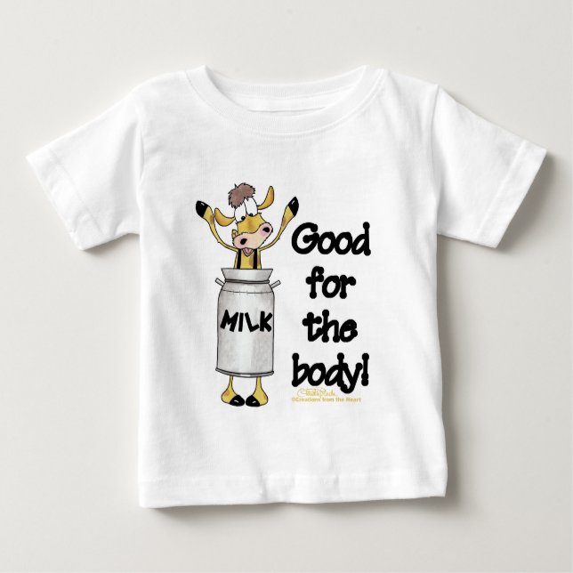 Kuh in Milchdose Baby T-shirt (Vorderseite)