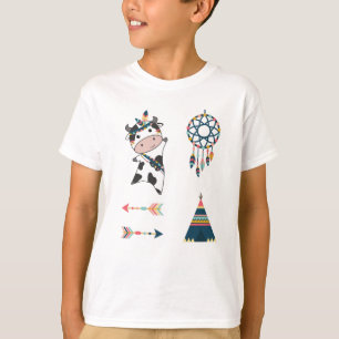 Kuh Indian Feather Headdress Tipi Pfeile Sticker T-Shirt