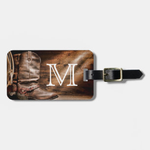 Kuh-Junge lädt Sporn-Land-Monogramm-Gepäckanhänger Gepäckanhänger