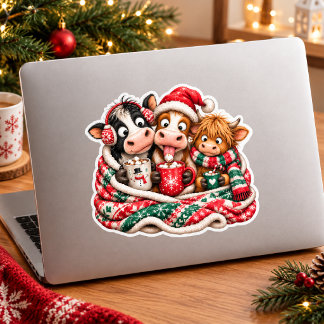 Kuh & Kalb Heiße Schokolade Winter Weihnachtsdesig Quadratischer Aufkleber