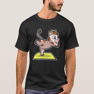 Kuh Kalb Yoga Poses Sport Gymnastik Ohm Herzschlag T-Shirt