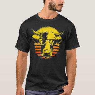 Kuh Kopf Retro Sonnenbrille Bauer T-Shirt