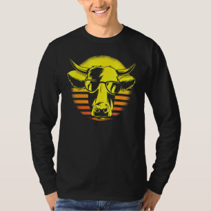 Kuh Kopf Retro Sonnenbrille Bauer T-Shirt