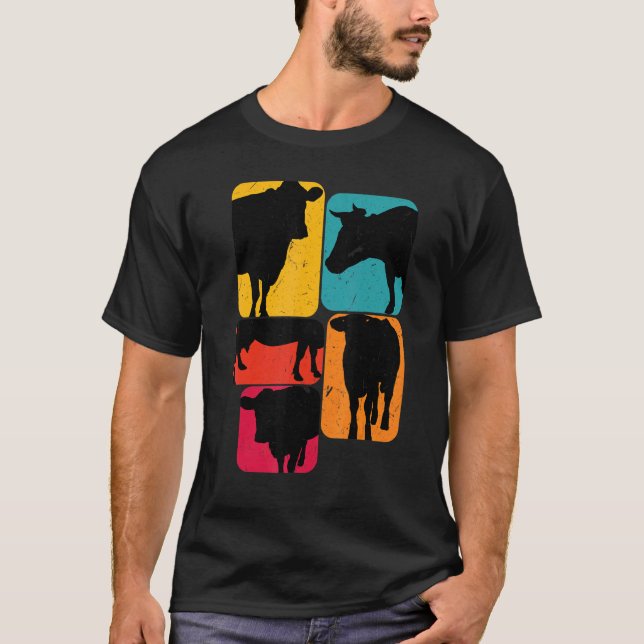 Kuh Kühe Retro-Design T-Shirt (Vorderseite)