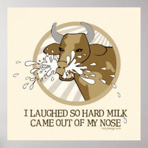 Kuh lacht Milch aus der Nase Poster
