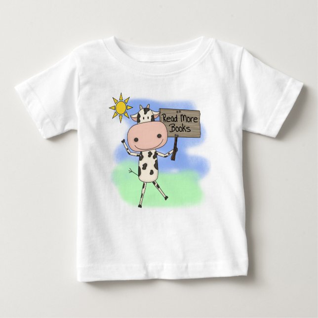 Kuh las mehr Bücher Baby T-shirt (Vorderseite)