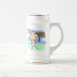 Kuh las mehr Bücher Bierglas