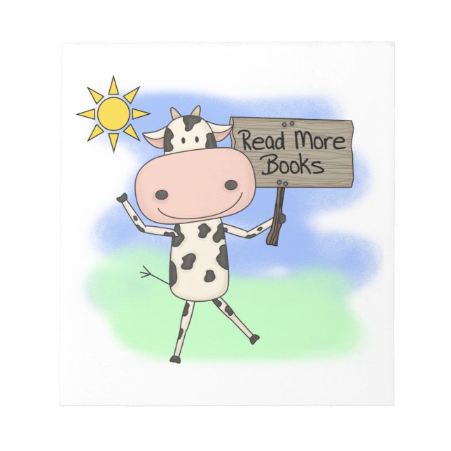 Kuh las mehr Bücher Notizblock (Vorderseite)