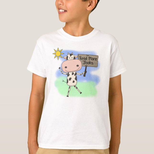 Kuh las mehr Bücher T-Shirt (Vorderseite)