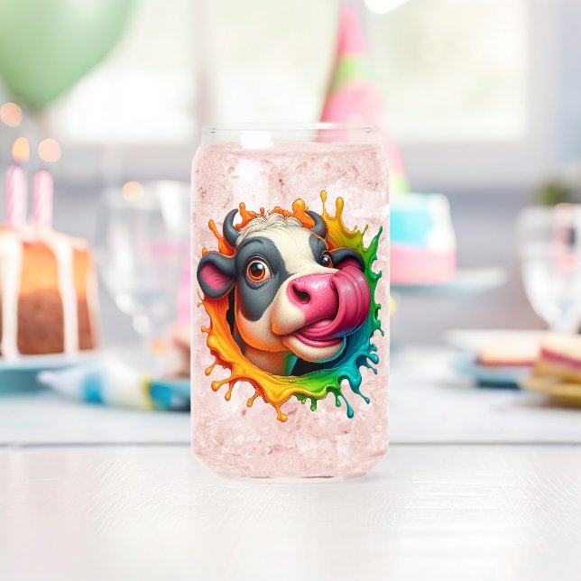 Kuh leckt ihre Nase Dosenglas (Insitu (Geburtstag))