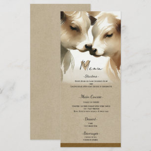 Kuh Liebe Braun Creme Land Hochzeitsmenü Menükarte