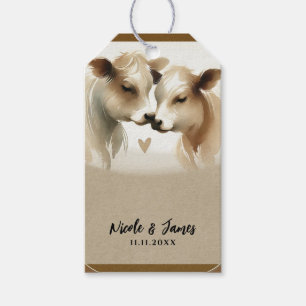 Kuh Liebe Braun Creme Landhochzeit Geschenkanhänger