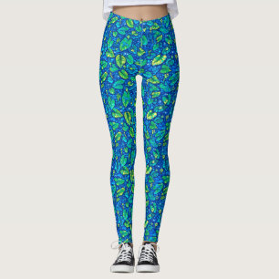 Kuh Lilien, Spatterdock Sommerteich Blumenmuster Leggings