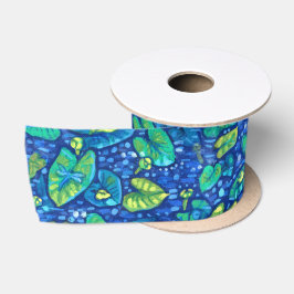 Kuh Lilien, Spatterdock Sommerteich Blumenmuster Satinband