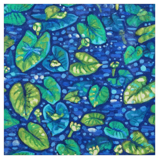 Kuh Lilien, Spatterdock Sommerteich Blumenmuster Stoff (Muster)