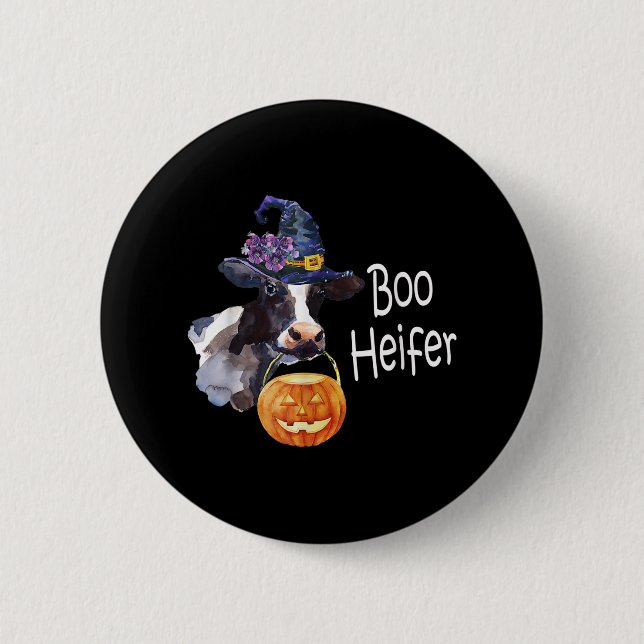 Kuh Lover | Boo Heifer Kuh zu Halloween Button (Vorderseite)