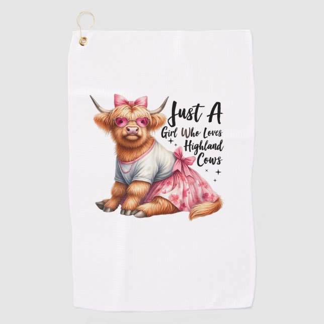 Kuh Lover nur ein Mädchen, das die Hochlandkühe-Li Golfhandtuch (Vorderseite)