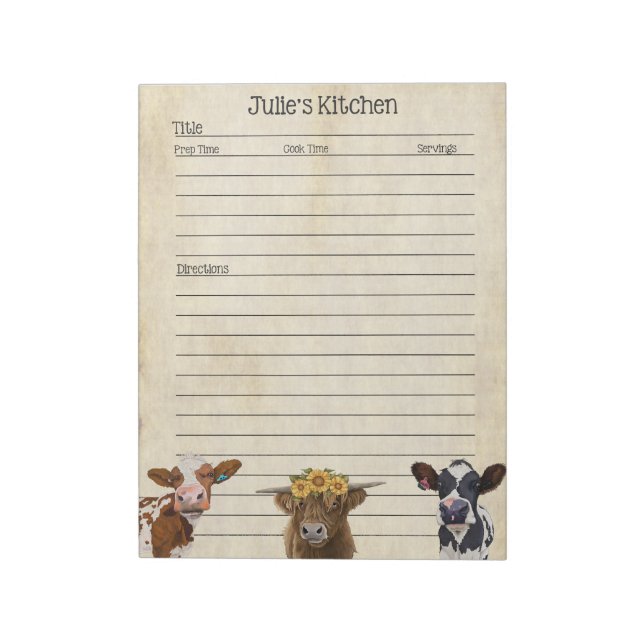Kuh Lover Rezept Pad - Perfekt für das Teilen Notizblock (Rotiert)