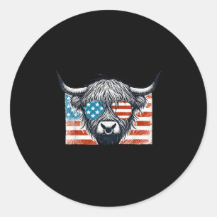 Kuh Lover USA Flagge 4. Juli Hochland Kuh Milch Runder Aufkleber