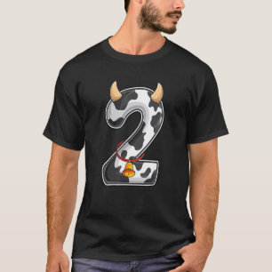 Kuh Mädchen Junge Bauer Zweiter 2. Geburtstag Zwei T-Shirt