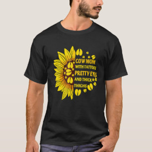 Kuh-Mama Mit Tätowierungen Schöne Augen Dicke Ober T-Shirt