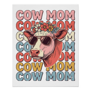 Kuh-Mama Retro-Sonnenbrille Kuh Vintage Gravur Des Poster
