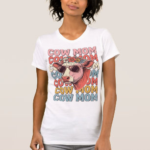 Kuh-Mama Retro-Sonnenbrille Kuh Vintage Gravur Des T-Shirt