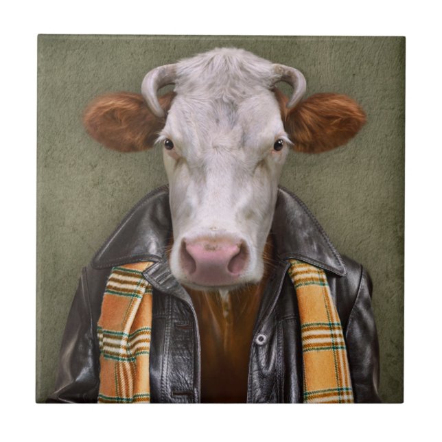 Kuh-Mann Fliese (Vorderseite)