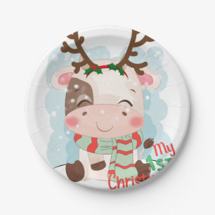 Kuh mein 1. Weihnachten Pappteller