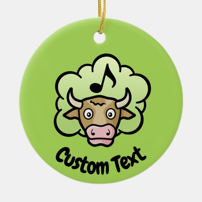 Kuh Methan Cartoon Keramik Ornament (Vorne)