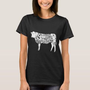 Kuh-Metzger-Rindfleisch-Schnittsdiagramm T-Shirt