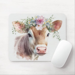 Kuh mit Blumenkopfteil Mousepad