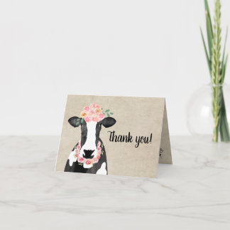 Kuh mit Blumenkronenfarm Vielen Dank Einladung