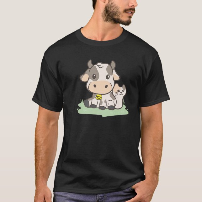 Kuh mit einem KatzenBauer Ästhetik Japanisch - Nie T-Shirt (Vorderseite)