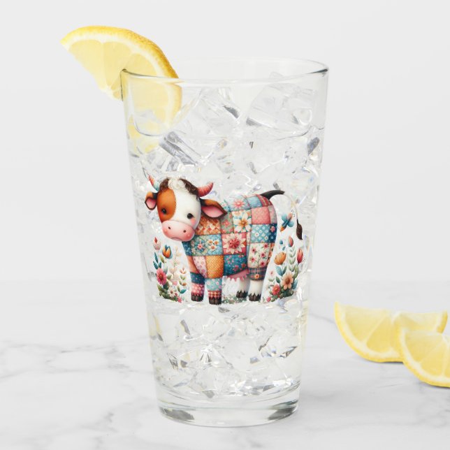 Kuh mit floralen Akzenten Glas (Vorderseite Ice)