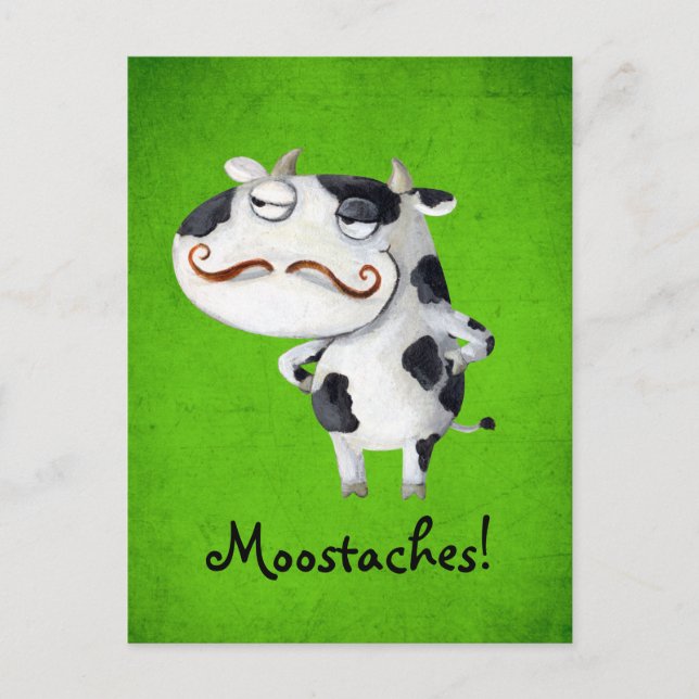 Kuh mit Mustaches Postkarte (Vorderseite)