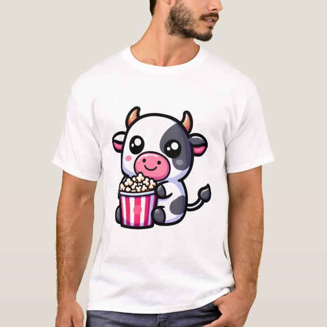 Kuh mit Popcorn  T-Shirt (Vorderseite)