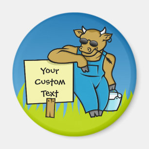 Kuh mit Schild Magnet