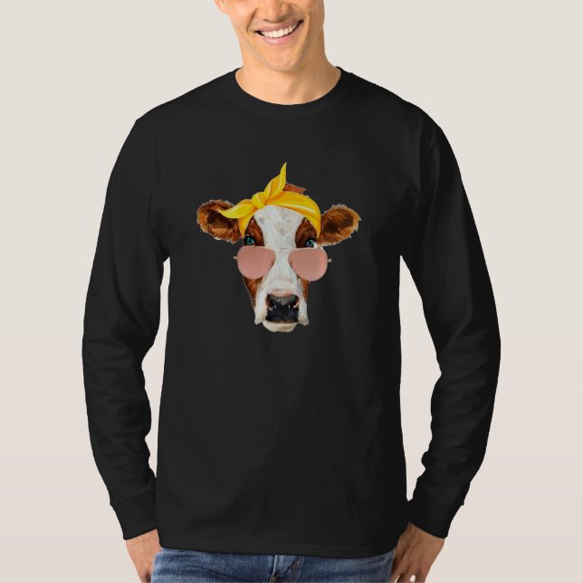 Kuh mit Sonnenblase und Kopfhügel Funny Country Gi T-Shirt (Vorderseite)
