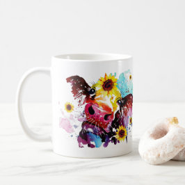 Kuh mit Sonnenblumen Personalisierte Wasserfarbe Kaffeetasse