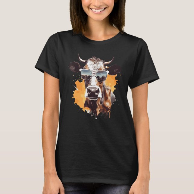 Kuh Mit Sonnenbrille Bauer 1 T-Shirt (Vorderseite)