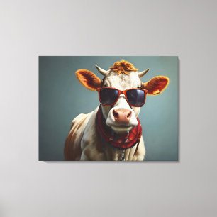 Kuh mit Sonnenbrille Leinwanddruck
