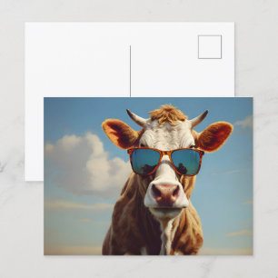 Kuh mit Sonnenbrille Postkarte