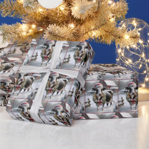 Kuh mit Weihnachtskranz Geschenkpapier