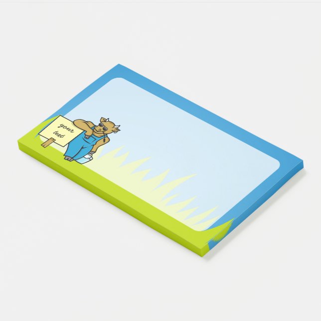 Kuh mit Zeichen Post-it Klebezettel (angewinkelt)