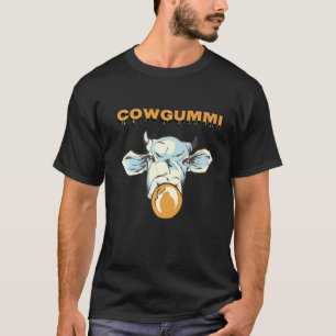 Kuh-Motiv mit Kaugummi im Retro-Bauer T-Shirt